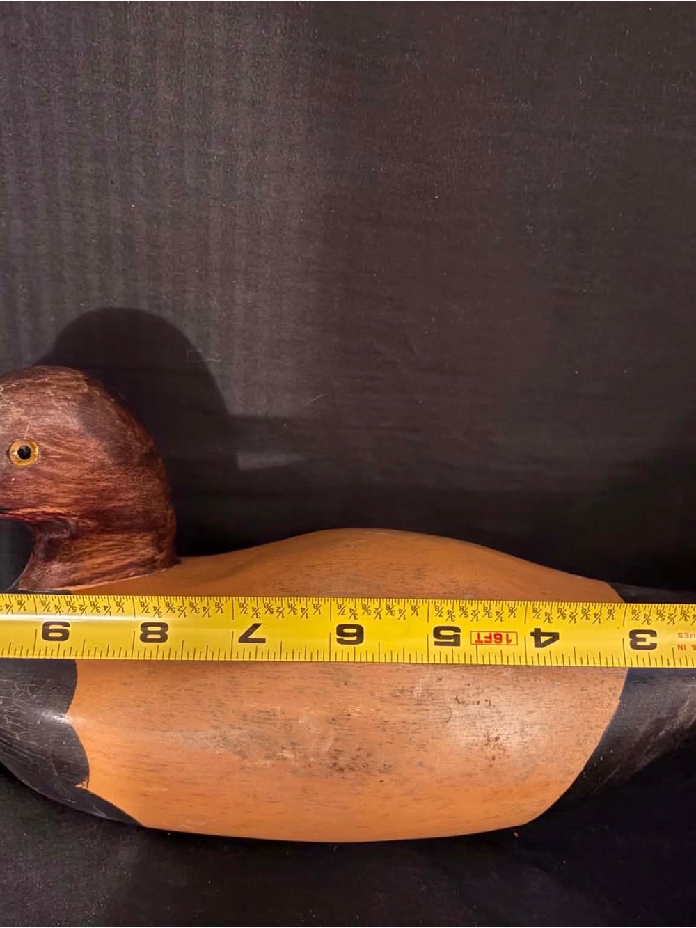 Vintage Wood Canvasback Duck Decoy Brown/Black 11 in L x 6 in H Single